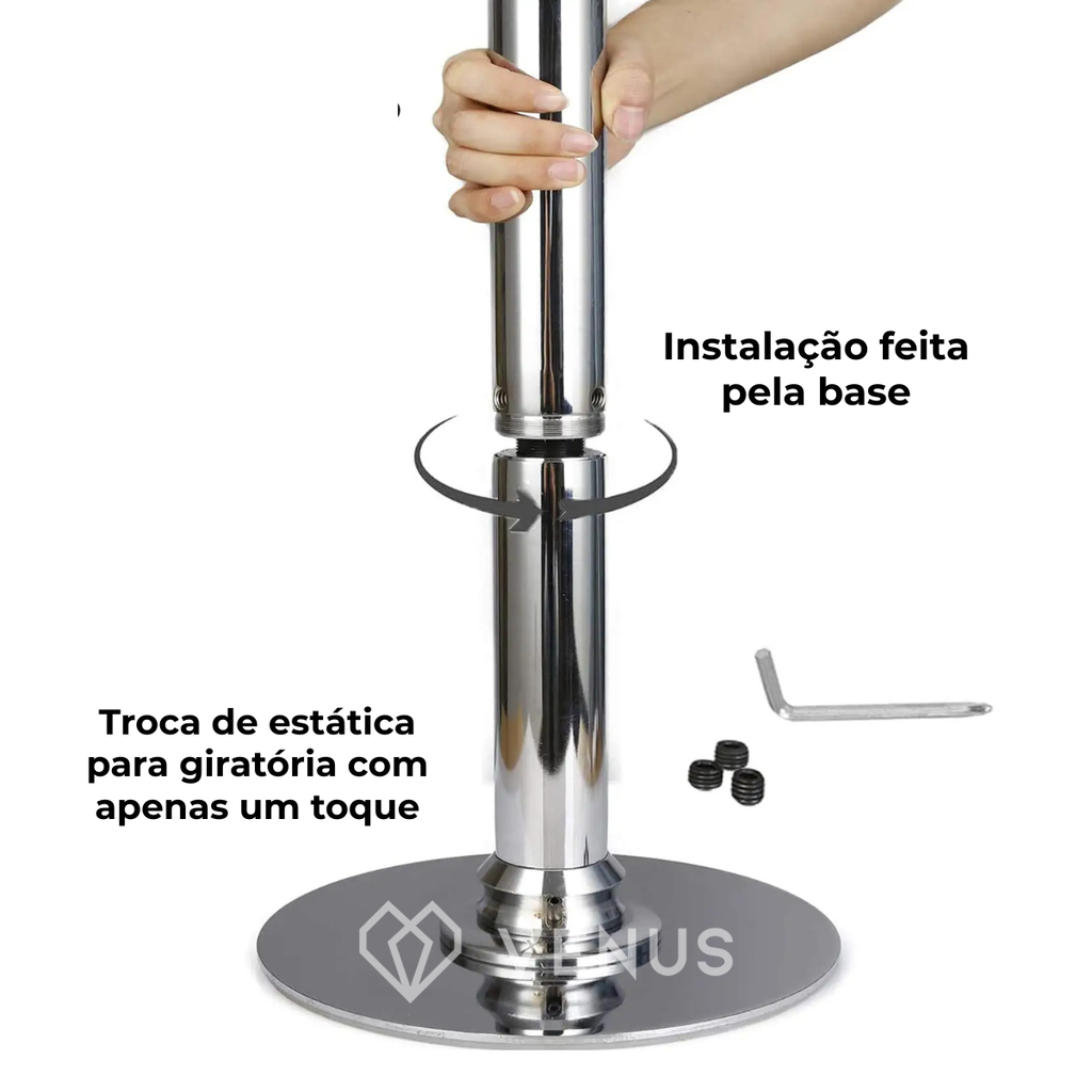 NOVO MODELO - Barra de Pole Dance Prateada
